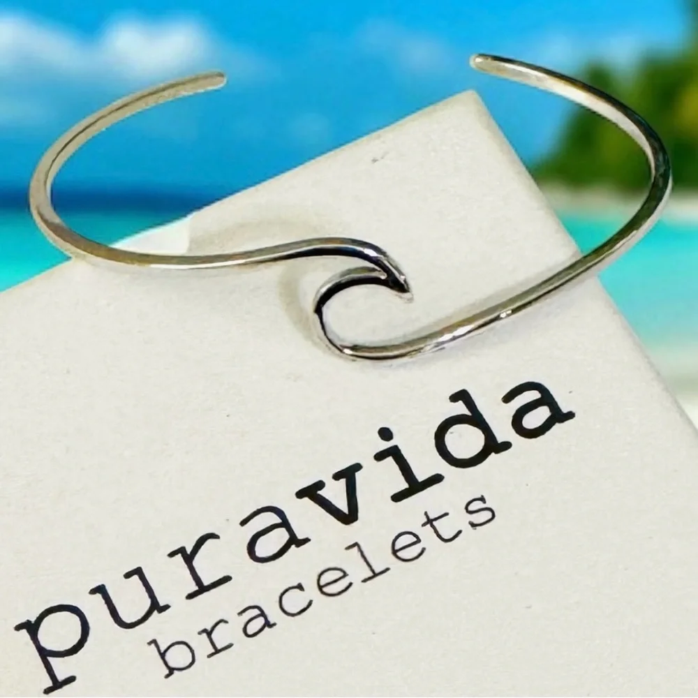 NEW PURA VIDA Silver Wave Cuff Bracelet